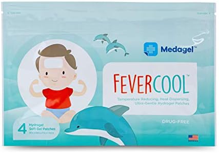 Medagel FeverCool Patches - Cooling Patches for Fever, Migraine & Headache Relief | Made in The USA | Cool Temperature | Mess & Odor Free | Adults & Kids 2+ | 1 Pack (4 x Patch)