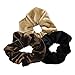 Dofash 3Pcs Excellent Velvet Traceless Beauty Thermal Twisters Hair Scrunchies Assorted Color With Delicate Bag For Girls And Woman （Black +Brown+Blonde)