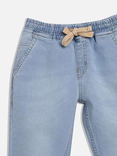 Image of Urbano Juniors Boy's Light Blue Slim Fit Washed Denim Jogger Jeans Stretch