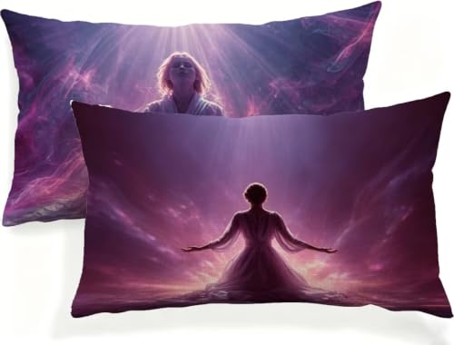 Housse coussin imperméable violette en lin avec zip caché