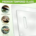Tempered Glass Cutting Board for Kitchen, 2PCS Clear Chopping Board with Handle (16"x12" & 12"x8"), Scratch Resistant, Heat Resistant, Dishwasher Safe, Non Taxic, Easy to Clean