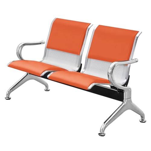 Silla de espera de cuero sofisticada con banco de acero elegante