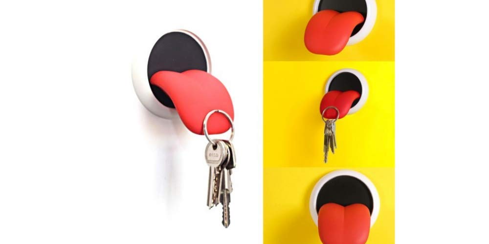 Porte clef langue magnétique mural support aimanté clés maison et badge