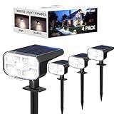 JEJOT Solar Lights Outdoor Waterproof IP65, Super Bright LED, 6500K 2 Lighting Modes, Solar Powered Yard Garden Solar Spot Lights for Outside Landscape Auto On/Off -4 Pack