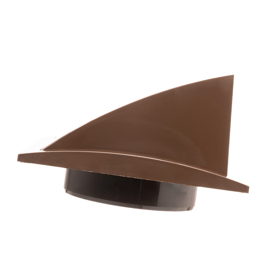 5 Inch Exhaust Hood Vent with Rain Cover and Flap - Outdoor Air Vent Cover - HVAC Exhaust Cap - ABS Plastic Brown