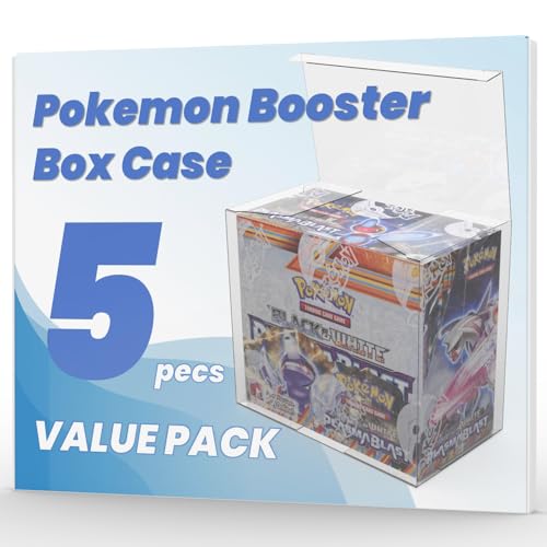 HOUSYLOVE Estojo Booster Box (pacote com 5) - Caixa de armazenamento transparente para Pokemon Booster Box, 0,50 mm de espessura, 14 x 8 x 12 cm, 5 unidades