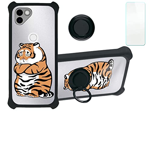 Solana Mobile Saga Phone Case Compatible with Osom OV1 Saga Phone Phone Case Cover [with Tempered Glass Screen Protector][Hard PC + Soft Silicone][Ring Support] [Silver Reflect Light] DYH-PH