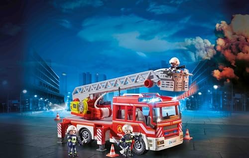 PLAYMOBIL City Action 9463 Samochód strażacki z drabiną, z drabinką i możliwością połączenia z modułem zdalnego sterowania RC, od 4 lat