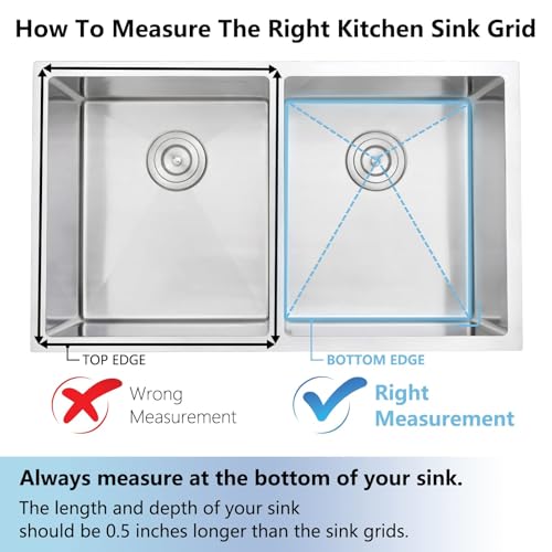 APPASO Stainless Steel Sink Protectors, 25-1/8" x 12-7/8", Center Drain Sink Bottom Grid, Sink Mats and Sink Racks for Bottom of Kitchen Sink