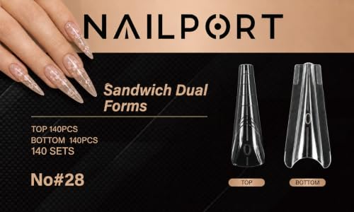 Medium Stiletto Protez Tırnak Sandwich Dual Üst Form Jel Polygel Acrygel, Akrijel ve Polijel için Dual Form Şablon 280'li WN-DF028