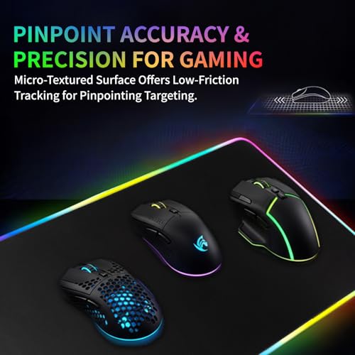 Image of RGB Gaming Mouse Pad-14 Light Modes, Extended Soft LED Mouse Pad, Anti-Slip Rubber Base, Computer Keyboard Large Mousepad Mat, Waterproof Mousepads (31.5 * 12 Inch)