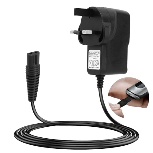 12V UK Charger Cable for Braun Series 1/3/5/7/9 Electric Shaver & Silk‑épil 5/7/9 Epilator, 2‑Pin 3‑Pin Power Lead for 5544, 3040S, 5409, 7220, 5377, 9095cc etc
