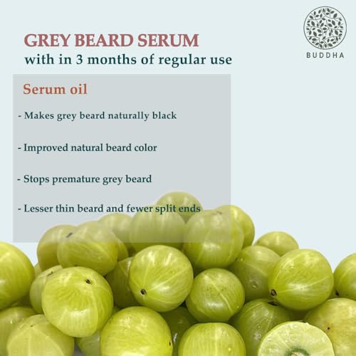 Image of Buddha Natural Grey Beard Oil Serum (25 ml) - Supports Reduces Greys & Restore Natural Black Beard Color | Herbal Beard Care Serum for All Beard Types