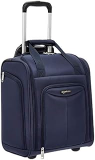 Amazon Basics Underseat Travel Luggage / Suitcase with Telescopic Handle and 2 In-line Skate Wheels - 34 x 24 x 36cm, Black Quilted