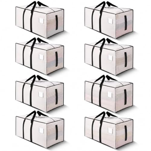 8 Pack Extra Large Heavy Duty Moving Bags - Water-Resistant Storage Totes