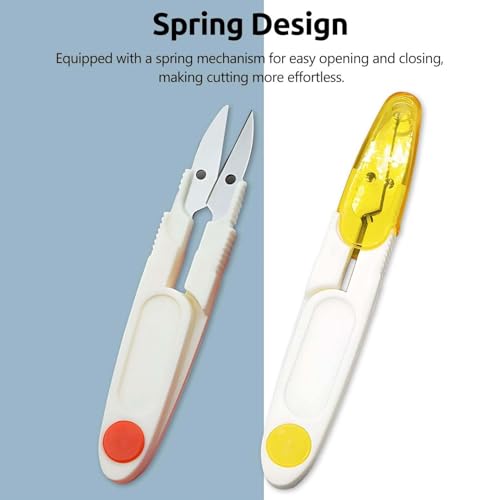 Image of Prabhas Designs U-Shaped Portable Plastic Small Yarn Scissors with Transparent Cover, Thread Cutter for Embroidery, Fabric, Paper, Quilting, Scrapbooking, Dressmaking, Handwork (3)