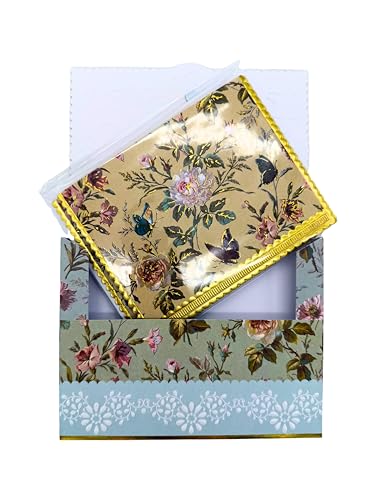 Image of Poster Foundry Set of 3 - Garden Butterfly Boxed Note Cards by Carol Wilson. 10 embossed 4x5 Die-Cut Notecards and Matching Envelopes in Decorative Gift Box with Magnetic Flap. NCP2363