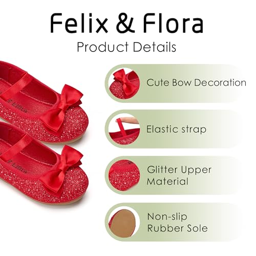 Image of Felix & Flora Toddler Flower Girl Dress Shoes - Girl Ballet Flats Party School Shoes Wedding