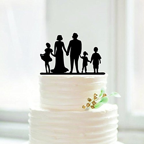 Decoración para tarta de boda con silueta única, personalizada, para miembros de la familia, decoración de pastel para aniversario, acrílico, moderna, decoración de boda