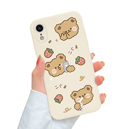 Newseego Carcasa Compatible con iPhone XR, Diseño de Oso Lindo Diseño Dibujos Animados iPhone XR niñas y Mujeres Delgada Suave de Silicona Líquida a Prueba de Golpes Funda Protectora para iPhone XR