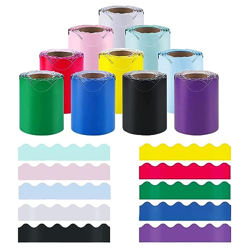 HENGYANG Lot de 10 rouleaux de bordure en carton ondulé - 5 m - Pour décoration de salle de classe, maison, bureau