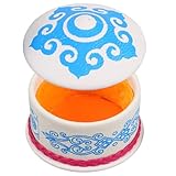 Supvox Mongolisches Jurten Schmuckkästchen Organizer aus Kunstleder Dekorative Aufbewahrungsbox Ø 7,5cm Schmuckhalter und Wohnaccessoire für Mongolische Restaurants