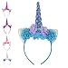 HMGOOD Unicorn Headband, Shiny Unicorn Horn Headdress Ears Flower Headband For Halloween Christmas Party Birthday Cosplay Costume