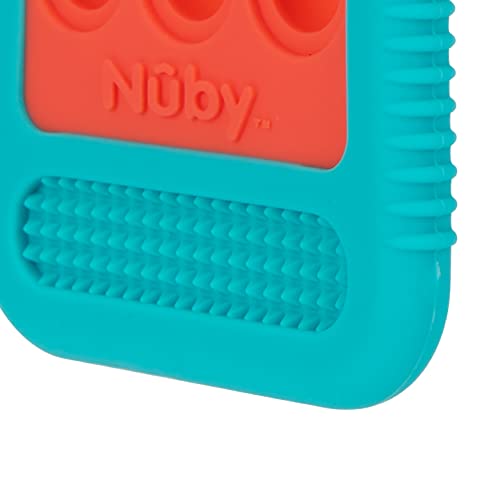 Image of Nuby Baby Teething Toy, 3+ Months, Giggle Bytes Sensory Popper Cellphone, Aqua
