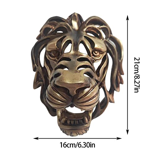 Art mural tête de lion creuse en résine au design sculpté élégant