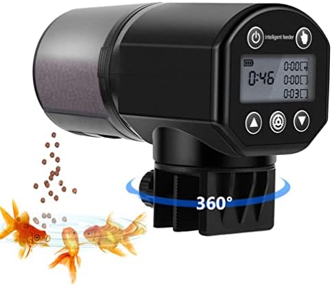 Barkmew Automatic Fish Feeder, Moisture-Proof Electric Auto Fish Feeder for Aquarium or Fish Tank, Fish Food Vacation Feeder Timer Fish Food Dispenser, 200ML, Black