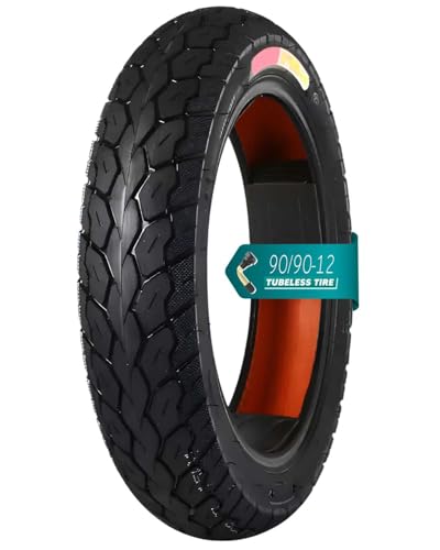 Upgraded Tyre 90/90-12 Straßenreifen for Roller, schlauchloser Reifen (90/90-12) mit 2 verfügbaren Profilen, rutschfest und verschleißfest, schwarz(Black 1)