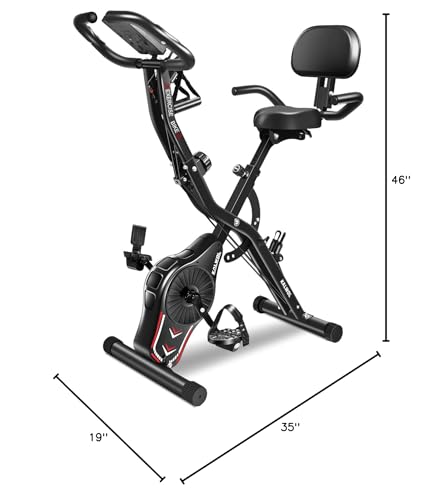 Kalwol Folding Exercise Bike, 5-In-1 Foldable Stationary Bike Upgraded 16-Level Magnetic Resistance 10Db Near-Silent Bike Upright Indoor Cycling Bike With 350Lb Capacity, Comfortable Seat Backrest… thumb #8