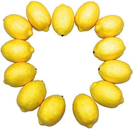 Dasksha Large Lemon 14 Piece Set of Artificial Fake Fruit - Realistic Home Decor and Lifelike Home Staging