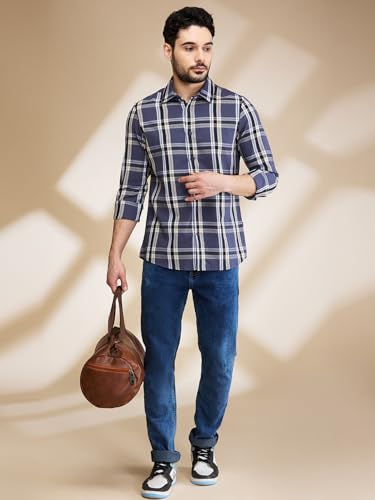 Image of Being Human Beige Slim Fit Regular Collar Men's Shirt Clothing