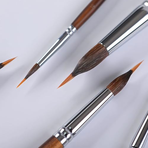 Image of Watercolor Brushes Professional, Fuumuui 6Pcs Extended Needle Point Brushes Synthetic Extra Long Pinhead Brush with Sable Body for Fine Detailing - Watercolor Acrylic Gouache Inks Painting