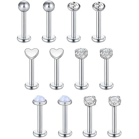 Incaton 16G Clear CZ Lip Rings Cover