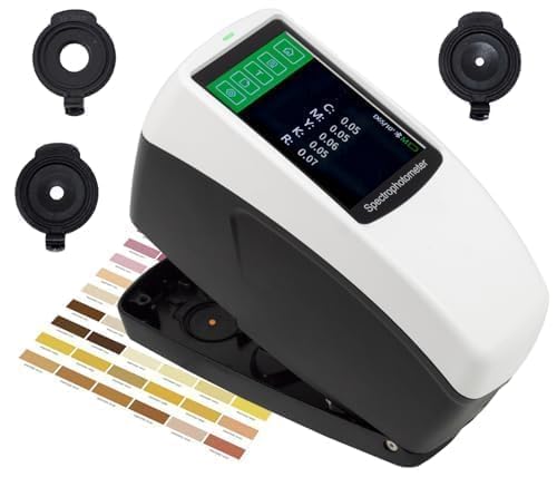 Digital Spectrodensitometer Color Spectro Density Meter Spectrodensitometer Tester with Three Caliber 11mm 5mm 3mm Accuracy 0.01 30 Test Parameters Mass Storage