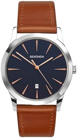 Sekonda Oslo 40mm Men’s Minimalist Quartz Analogue Watch Polyurethane Strap with Date Display