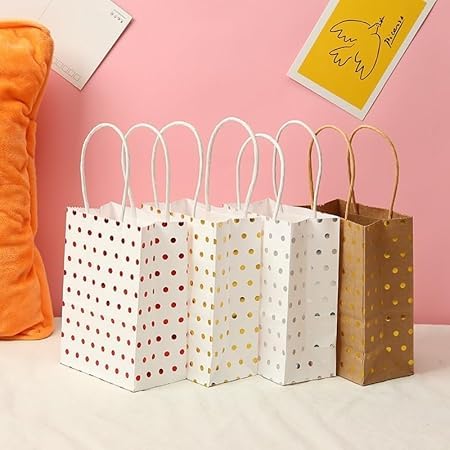 Rich Decoration Kraft Paper Gift Bags Paper Colourfull Gold Dots Bag Takeaway Return Gifts Gold Dot Pattern Packaging Party Paper Bags 6 Pcs (B0DDHHYFGZ) Amazon Price History, Amazon Price Tracker