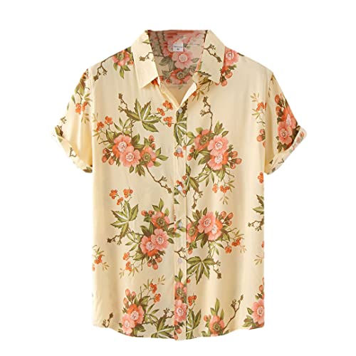 Chemise à manches courtes homme kaki col revers Disimlarl vêtement été XXL