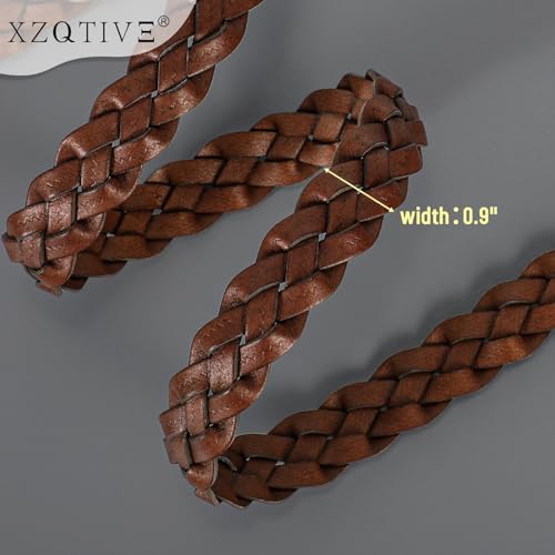 XZQTIVE 2 Pieces Women's Braided Leather Belts Casual 0.9" Skinny Woven Belt for Jean Pant4