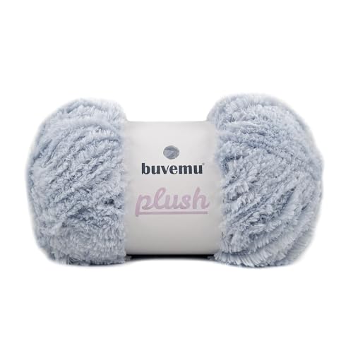Image of Plush Faux Fur Bulky Yarn, Super Soft Fluffy Fuzzy for Knitting Crocheting Crafting, 100 Gram (3.53 Ounces) 109 Yards (100 Meters) (Light Gray)