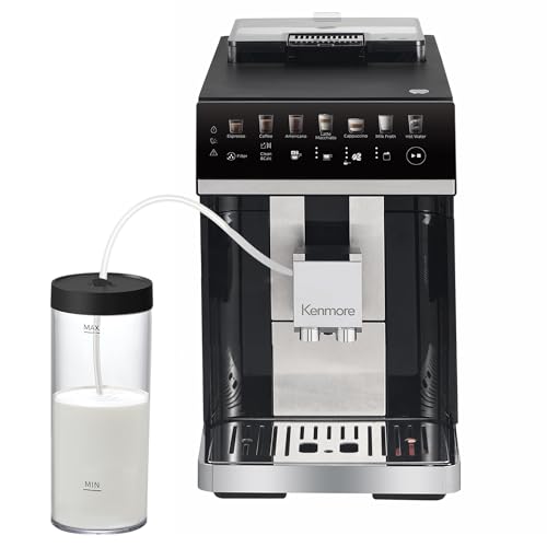 Kenmore Fully Automatic Coffee Maker - with Grinder, Milk Frother & Steamer, Auto Tamper, Descaler...
