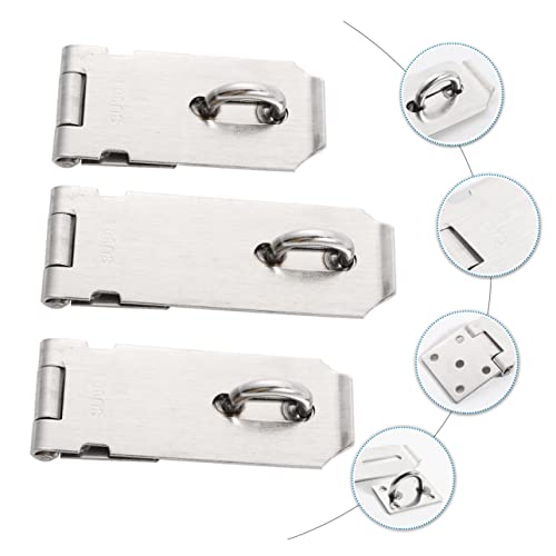 Image of DOITOOL 3pcs Stainless Steel Padlock Latch Door Clasp Hasps Safety Locks Easy Fixing