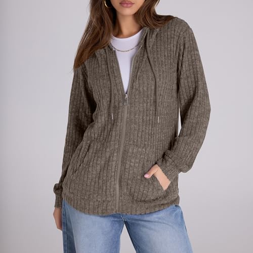 Image of Witsmile Zip Up Hoodie Women Oversized Sweatshirt Long Sleeve 2026 Fall Outfit Lightweight Jackets Workout Clothes