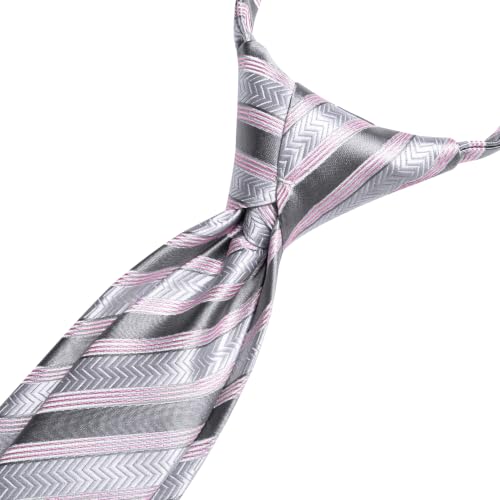 Image of Hi-Tie Boys Tie Pre-Tied Pocket Square Set Adjustable Kids Neckties Age 7-11 Years School UniForm Graduation