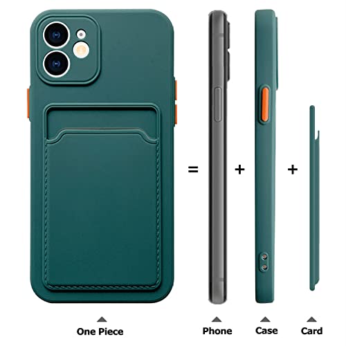 Coque antichoc pour iPhone 11 avec porte-cartes - Finition TPU souple vert foncé - 4