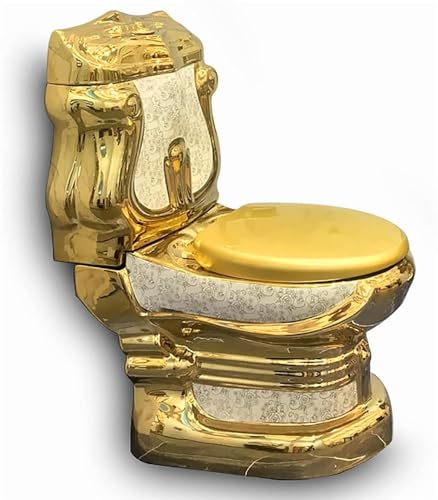 Inodoro One Piece Dorado Cerámico Creativo para baño de hotel y hogar con descarga potente y diseño elegante miniatura 1