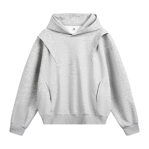 Sweat a capuche streetwear pull fermeture eclair gris vetement