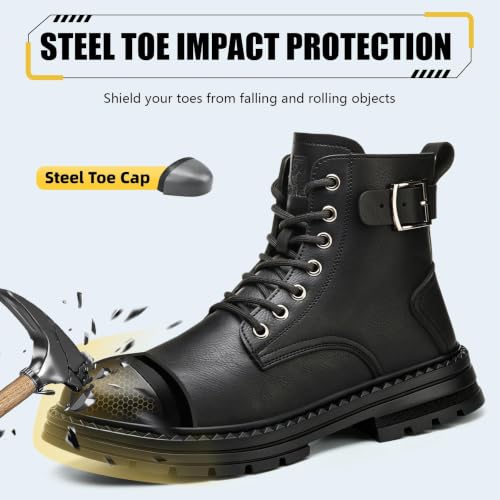 Image of Steel Toe Boots for Men & Women,Slip On Work Boots for Construction